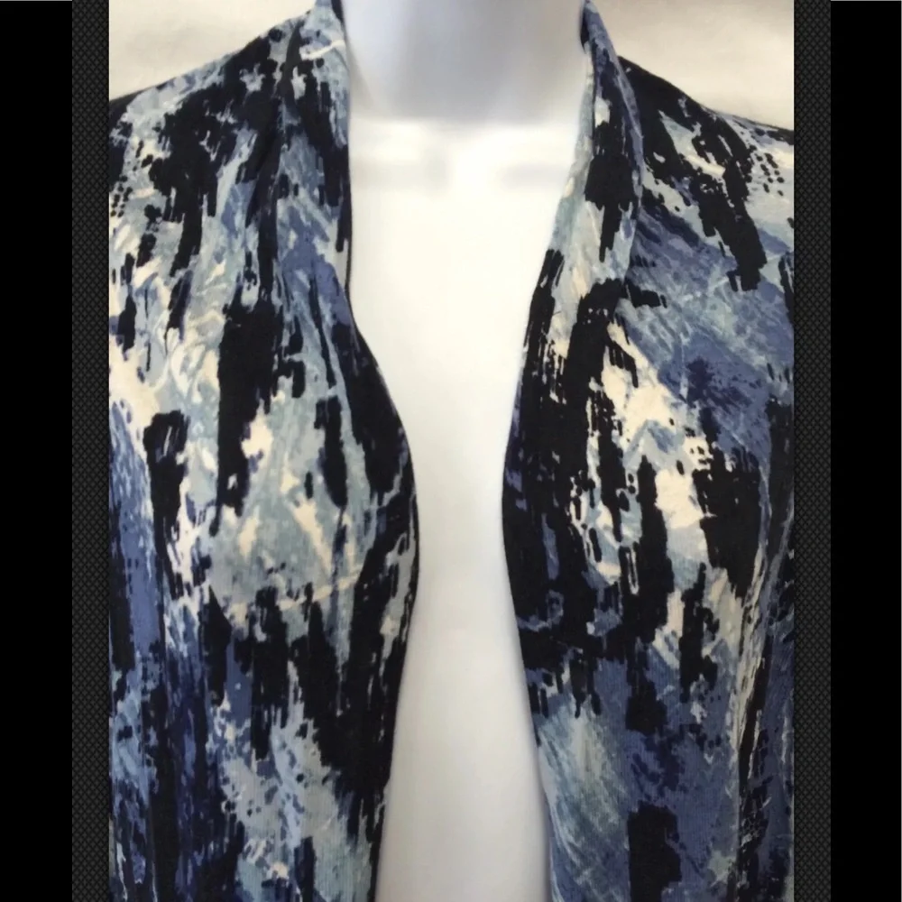 NIC + ZOE Tunic Open Cardigan Sweater Shawl Cotton Blue
